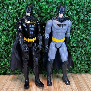Bundle Of 2 Batman 12'' Action Figure DC Comics With Cloth Cape Black Gray